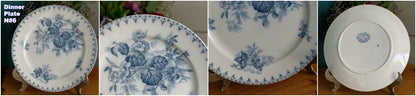 FLORE Motif Sarreguemines U&C French Antique Ironstone Blue Transferware Dinner Plate Terre de Fer Faience