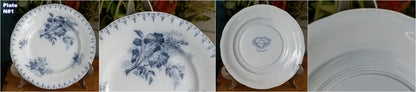 1880s/1900s ~ "FLORE" Sarreguemines U&C ~ French Antique Blue Transferware Salad Plate ~ Scalloped Edge Terre de Fer