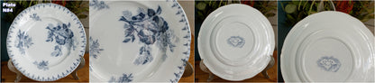 1880s/1900s ~ "FLORE" Sarreguemines U&C ~ French Antique Blue Transferware Salad Plate ~ Scalloped Edge Terre de Fer