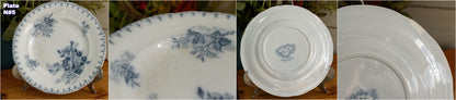 1880s/1900s ~ "FLORE" Sarreguemines U&C ~ French Antique Blue Transferware Salad Plate ~ Scalloped Edge Terre de Fer