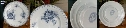1880s/1900s ~ "FLORE" Sarreguemines U&C ~ French Antique Blue Transferware Salad Plate ~ Scalloped Edge Terre de Fer