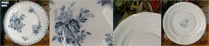 1880s/1900s ~ "FLORE" Sarreguemines U&C ~ French Antique Blue Transferware Salad Plate ~ Scalloped Edge Terre de Fer