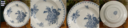 FLORE Sarreguemines U&C French Antique Ironstone Blue Transferware Plate Terre de Fer