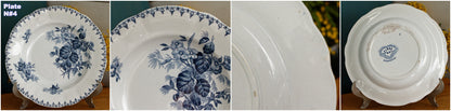 1880s/1900s ~ "FLORE" Sarreguemines U&C ~ French Antique Ironstone Blue Transferware Soup Plate ~ Scalloped Edge Terre de Fer en Faience
