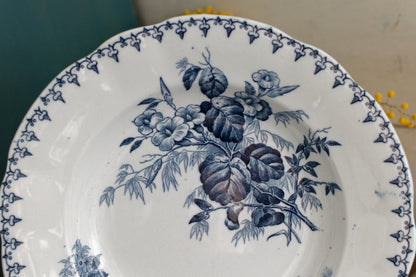Flore Motif Sarreguemines UC French Antique Ironstone Soup Plate Terre de Fer