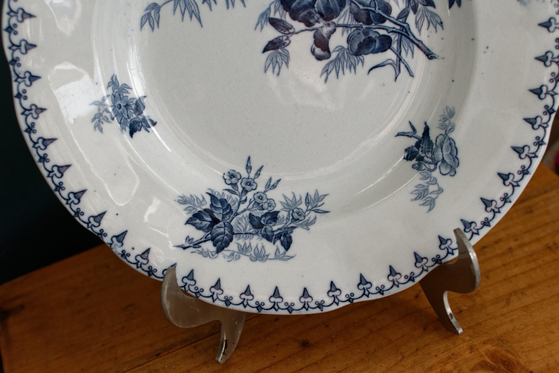 Flore Motif Sarreguemines UC French Antique Ironstone Soup Plate Terre de Fer