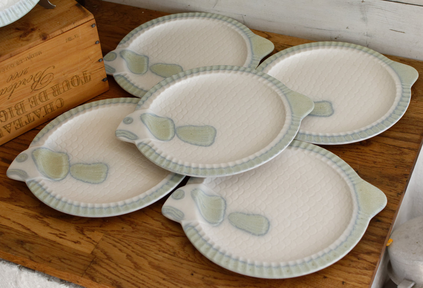 1960s Staffel West Germany German Vintage BARBOTINE Fish Shaped Large Plate Ceramic Seafood Serving Platter Earthenware Faience en Terre de Fer