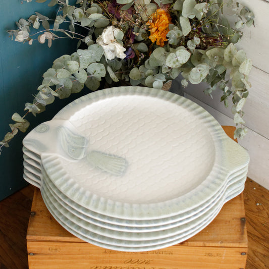 1960s Staffel West Germany German Vintage BARBOTINE Fish Shaped Large Plate Ceramic Seafood Serving Platter Earthenware Faience en Terre de Fer