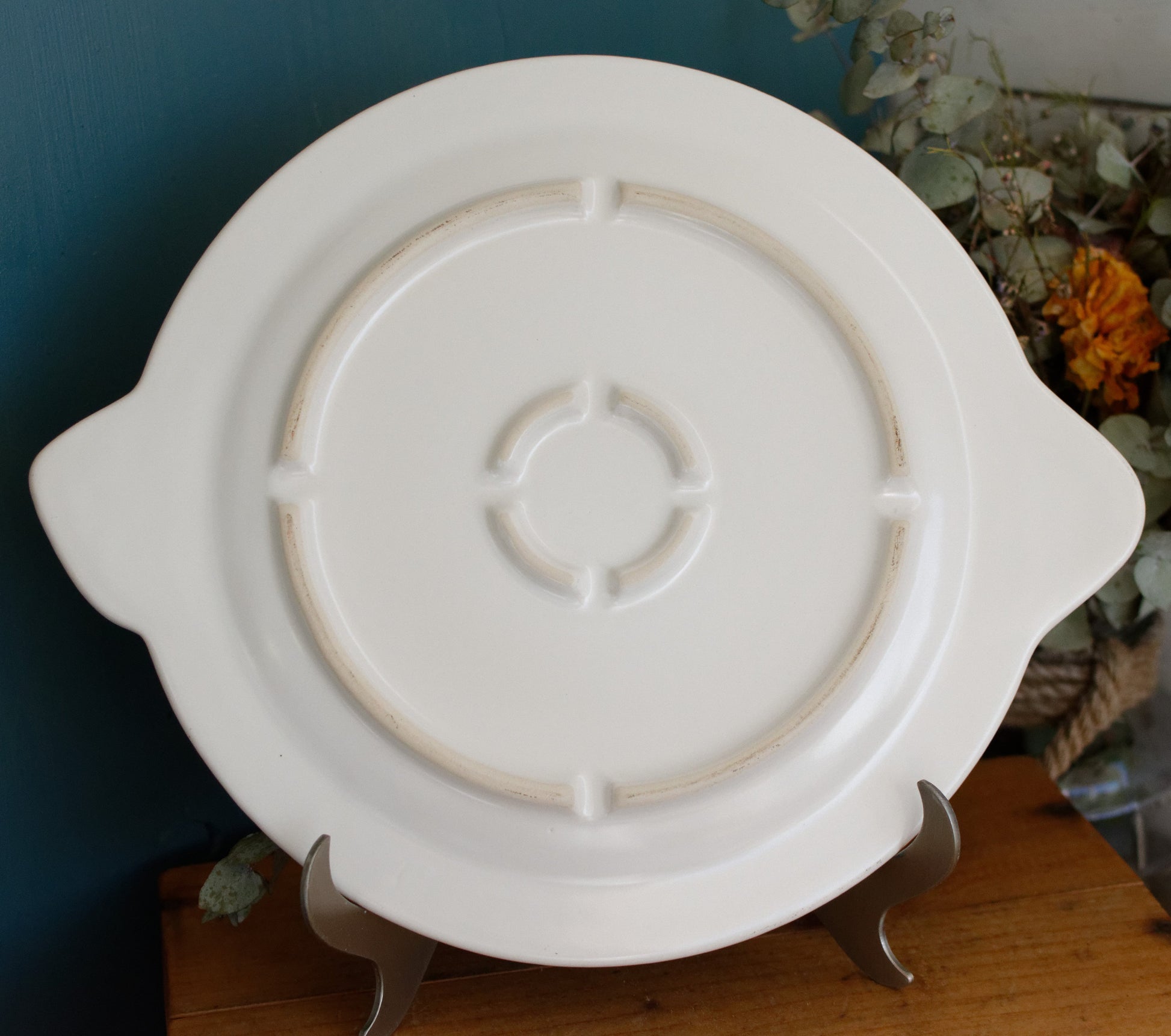 1960s Staffel West Germany German Vintage BARBOTINE Fish Shaped Large Plate Ceramic Seafood Serving Platter Earthenware Faience en Terre de Fer