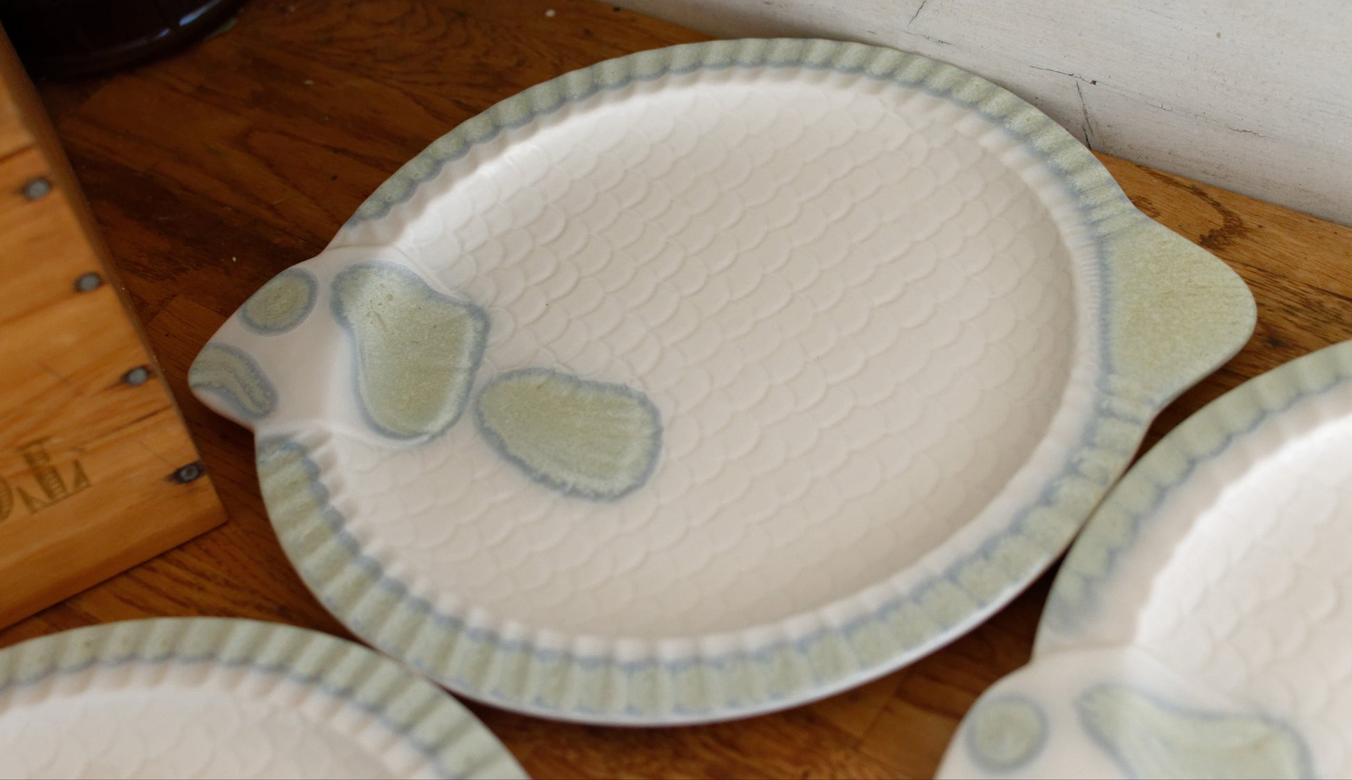 1960s Staffel West Germany German Vintage BARBOTINE Fish Shaped Large Plate Ceramic Seafood Serving Platter Earthenware Faience en Terre de Fer