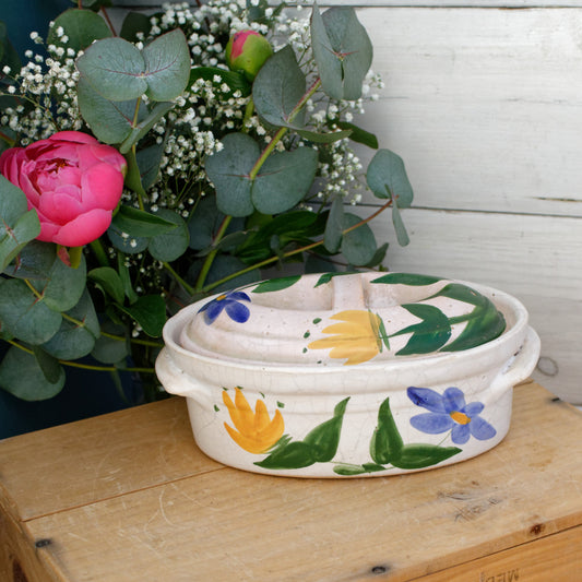 La Bourguignonne French Vintage Oval Foie Gras Lidded Terrine Pot Covered Casserole Stoneware for Pate Made in France