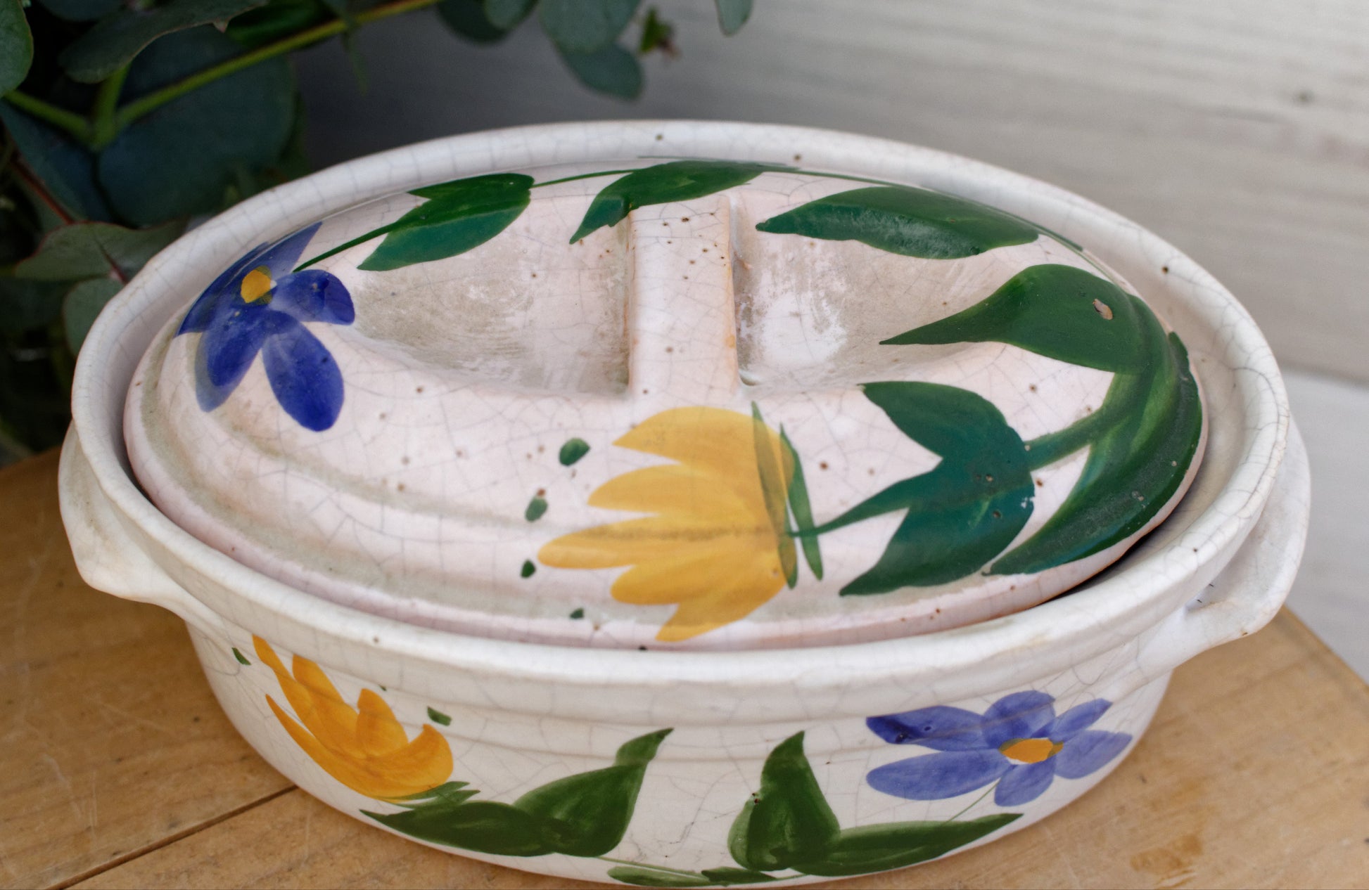 La Bourguignonne French Vintage Oval Foie Gras Lidded Terrine Pot Covered Casserole Stoneware for Pate Made in France