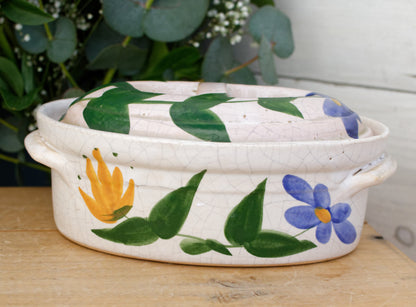 La Bourguignonne French Vintage Oval Foie Gras Lidded Terrine Pot Covered Casserole Stoneware for Pate Made in France