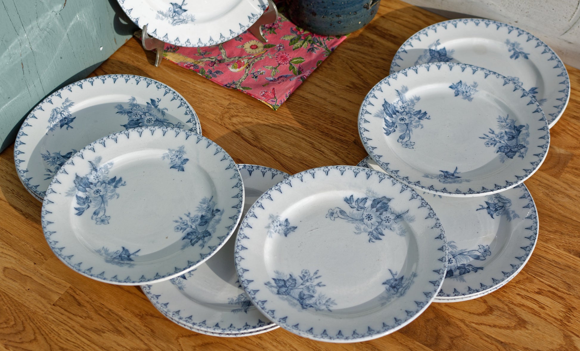 French Ironstone Blue Transferware Small Plate FLORE Sarreguemines U&C Terre de Fer Faience