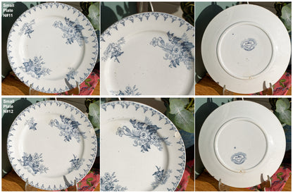 French Ironstone Blue Transferware Small Plate FLORE Sarreguemines U&C Terre de Fer Faience