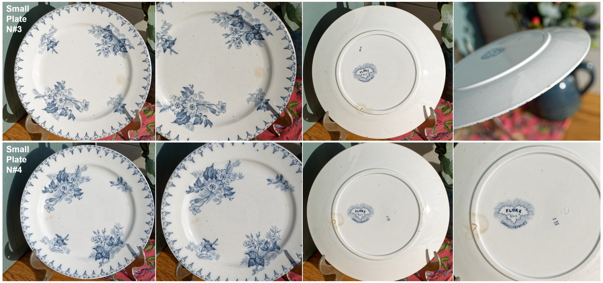 French Ironstone Blue Transferware Small Plate FLORE Sarreguemines U&C Terre de Fer Faience