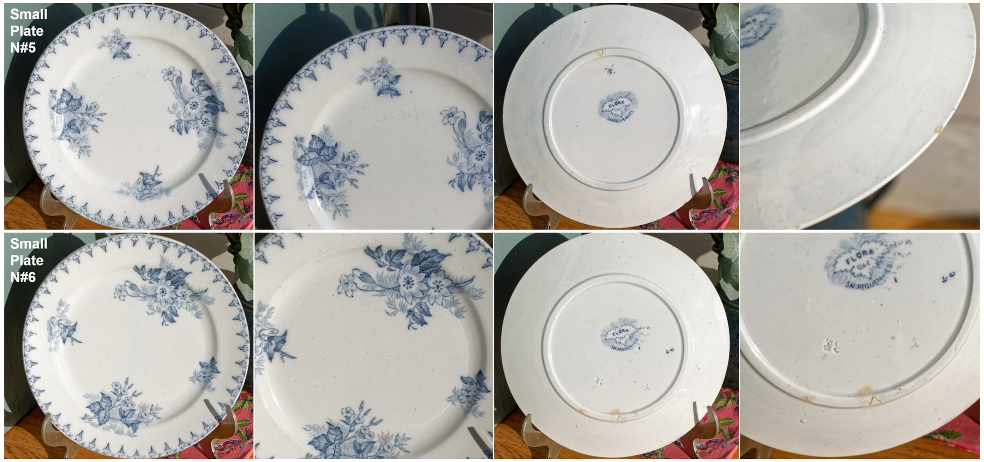 French Ironstone Blue Transferware Small Plate FLORE Sarreguemines U&C Terre de Fer Faience