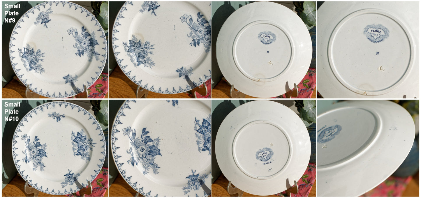 French Ironstone Blue Transferware Small Plate FLORE Sarreguemines U&C Terre de Fer Faience