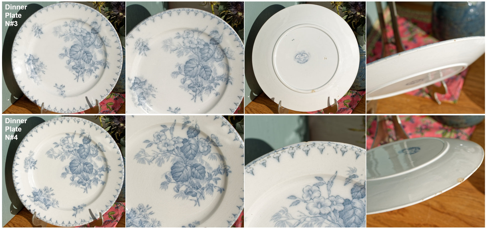 French Ironstone Blue Transferware Dinner Plate FLORE Sarreguemines U&C Terre de Fer Faience