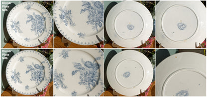 French Ironstone Blue Transferware Dinner Plate FLORE Sarreguemines U&C Terre de Fer Faience