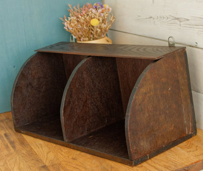 French Antique Wooden Hanging Farm Shelf with Compartments Rustic Farmhouse Crate Box Decor