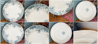 FECAMP Hte. Boulenger et Cie Choisy-Le-Roi French Antique Ironstone Blue Transferware Dinner Plate Terre de fer