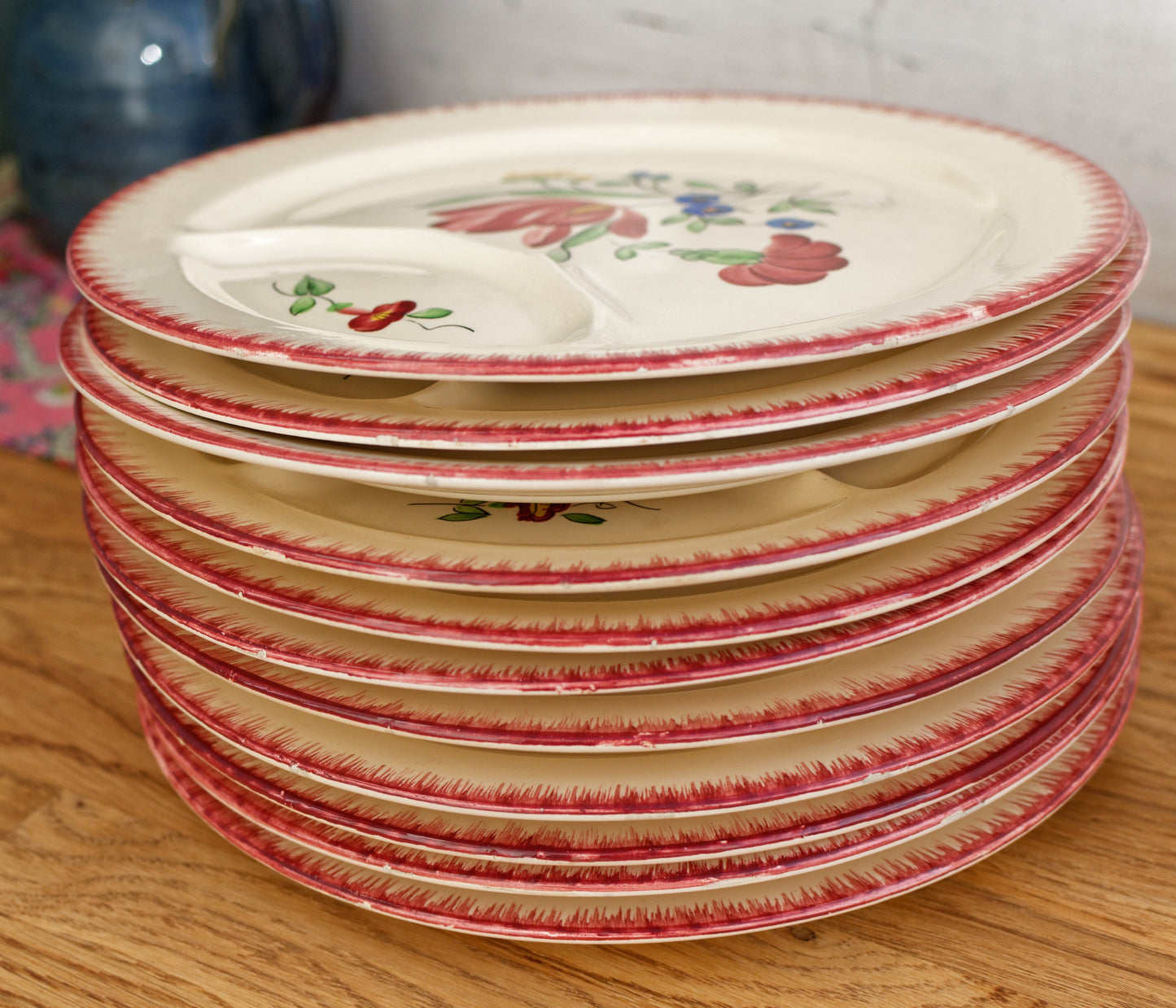 Trianon Faienceries de LONGCHAMP Tout a la Main French Antique Hand-Painted Ironstone Asparagus Plate Terre