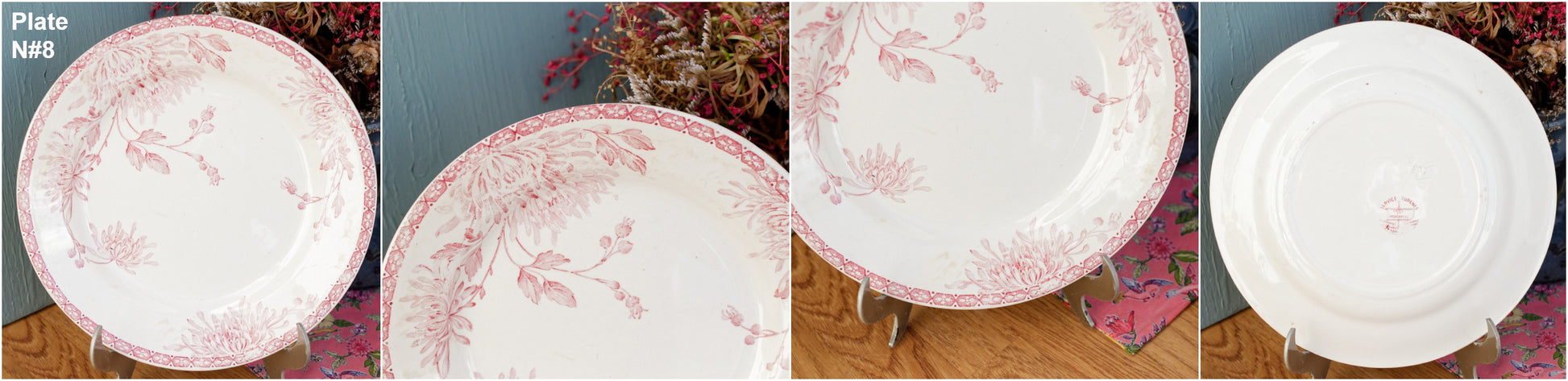 French Ironstone Red Transferware Plate Creil et Montereau Labrador Turenne Terre de Fer