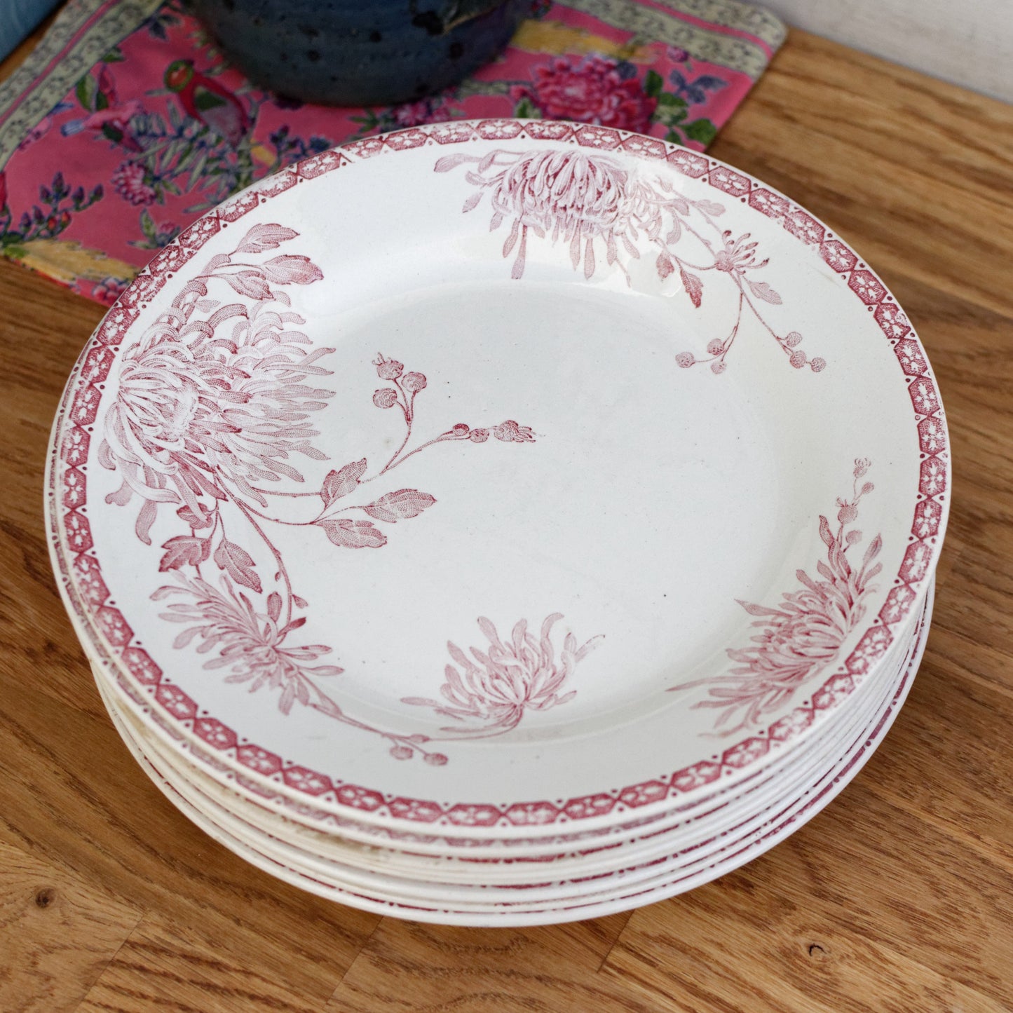 French Ironstone Red Transferware Plate Creil et Montereau Labrador Turenne Terre de Fer