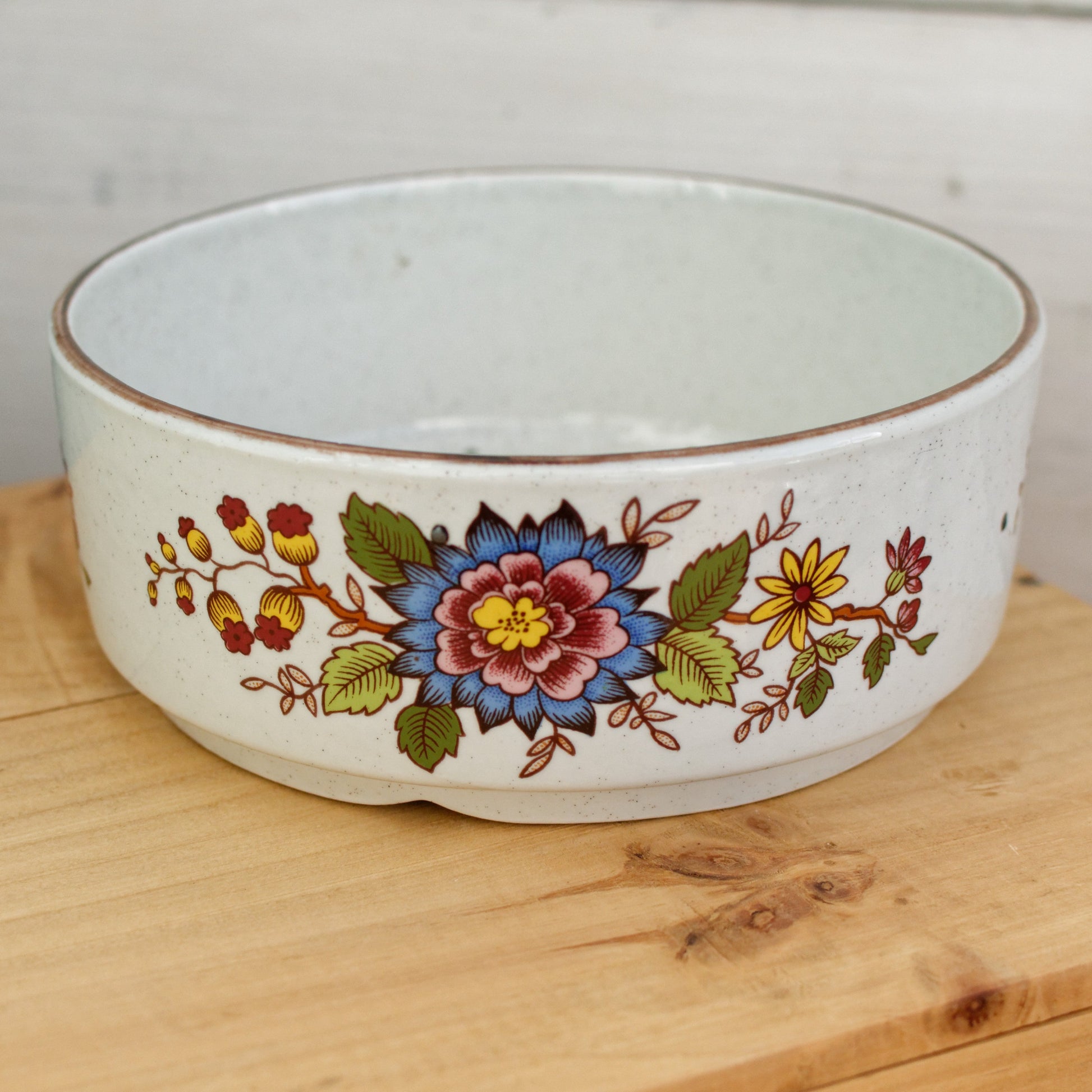 French Vintage Ironstone Small Round Floral Serving Bowl