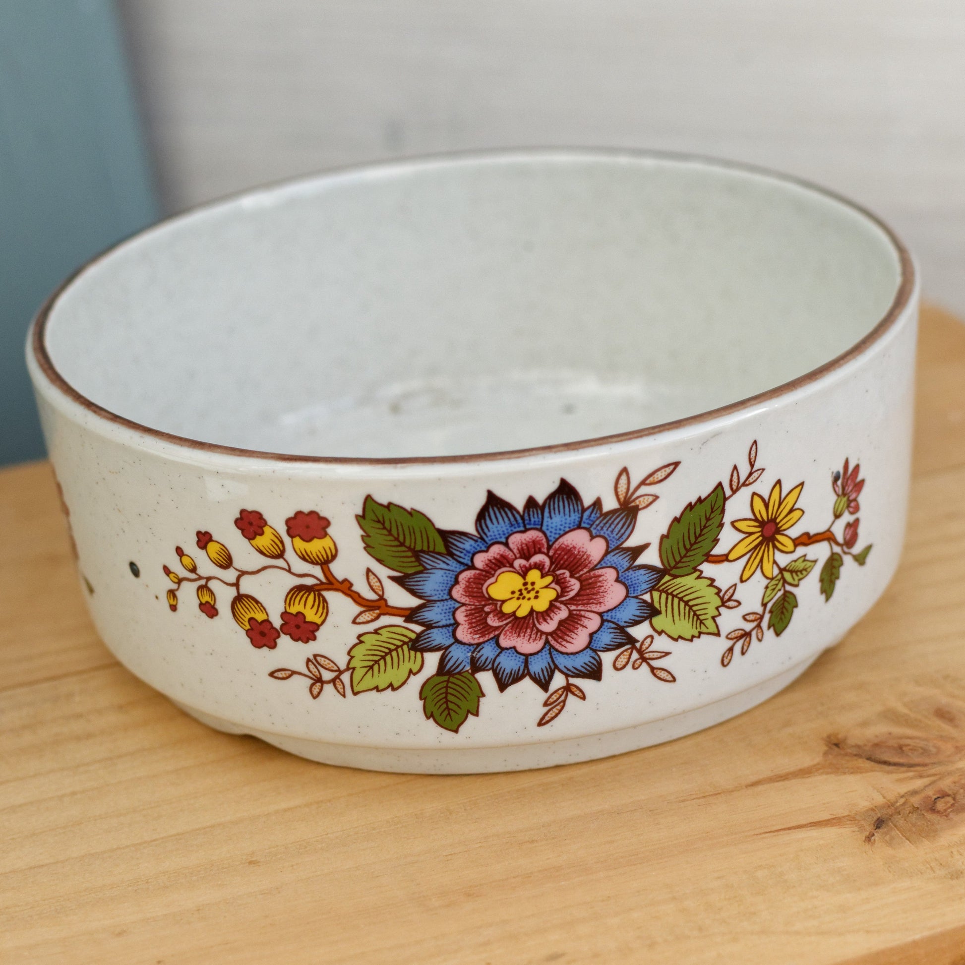 French Vintage Ironstone Small Round Floral Serving Bowl