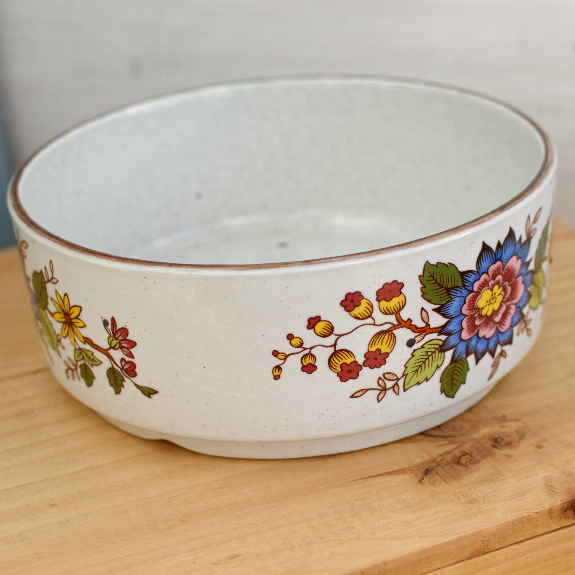 French Vintage Ironstone Small Round Floral Serving Bowl