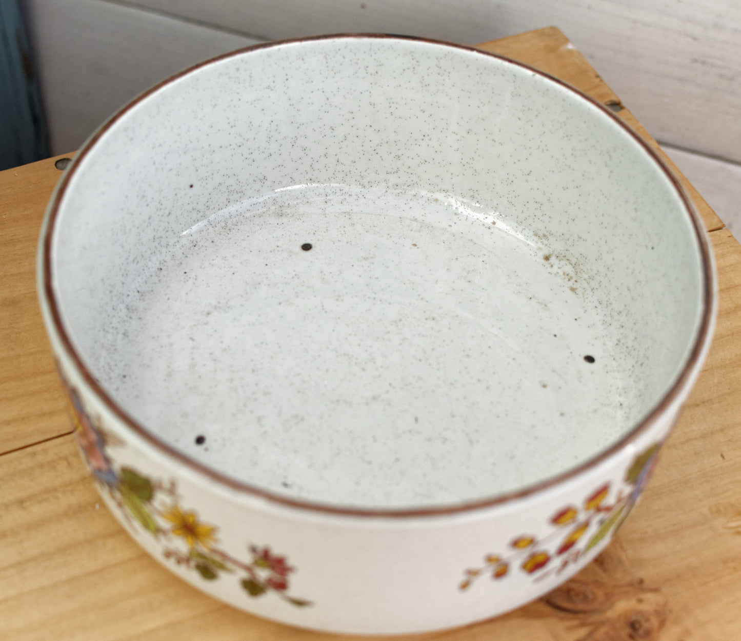 French Vintage Ironstone Small Round Floral Serving Bowl