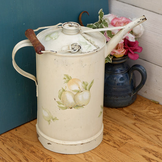 French Vintage Rustic Decorative Fuel (Oil, Gas, Kerosene) Canister ~ Aluminum Metal Oil Can