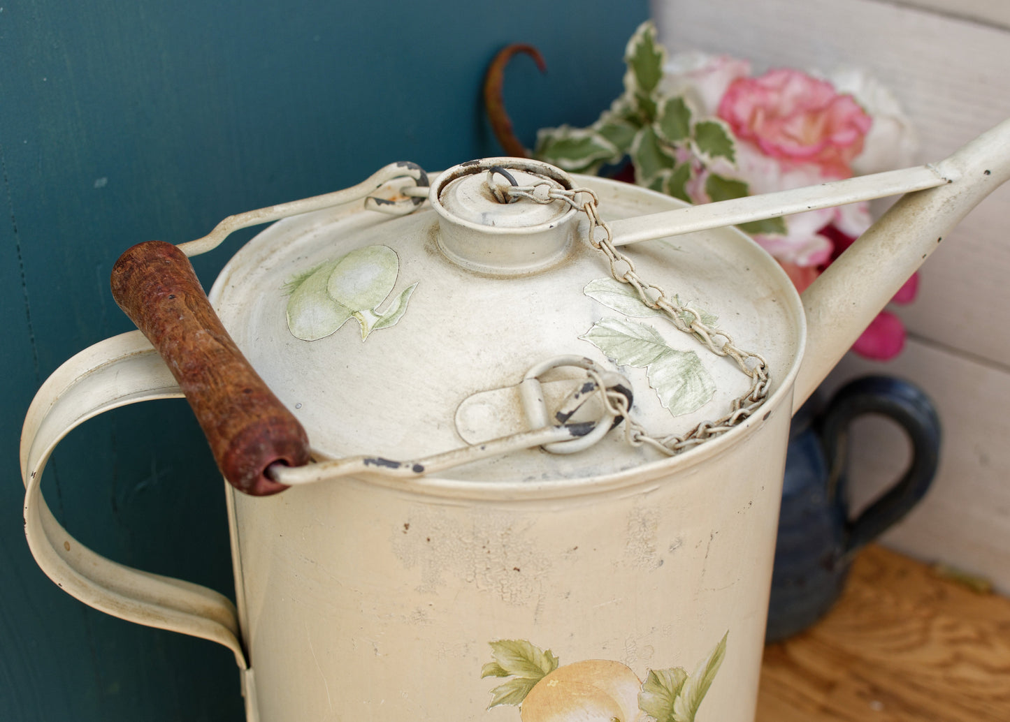 French Vintage Rustic Decorative Fuel (Oil, Gas, Kerosene) Canister ~ Aluminum Metal Oil Can