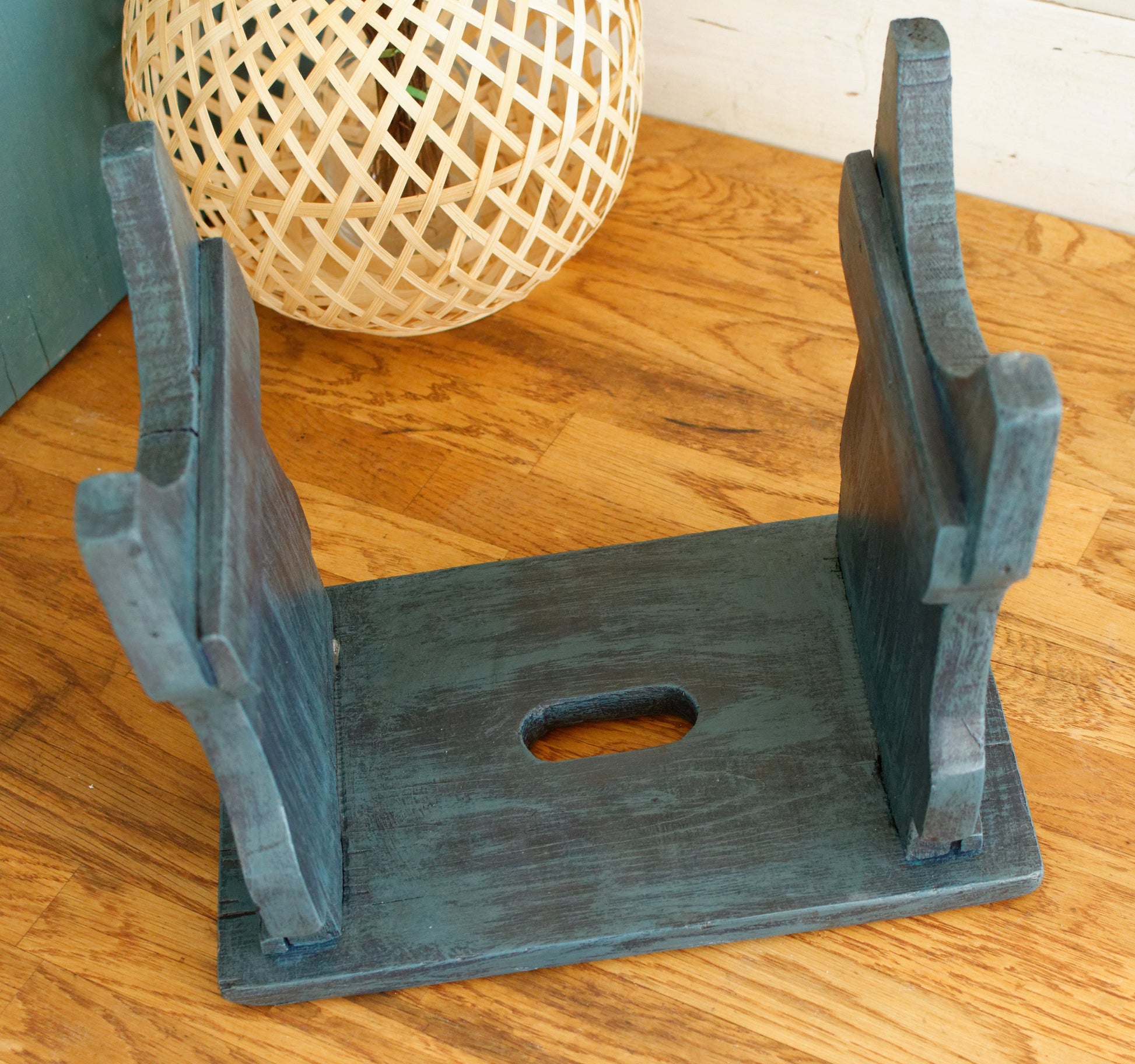 French Vintage Small Wooden Stool Bench Wooden Footstool Stool Decorative Farmhouse Stool Refurbished