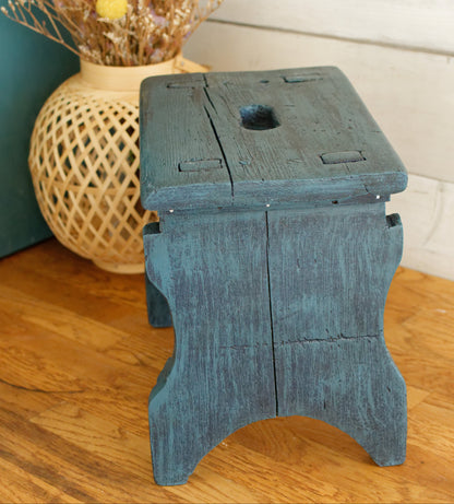French Vintage Small Wooden Stool Bench Wooden Footstool Stool Decorative Farmhouse Stool Refurbished