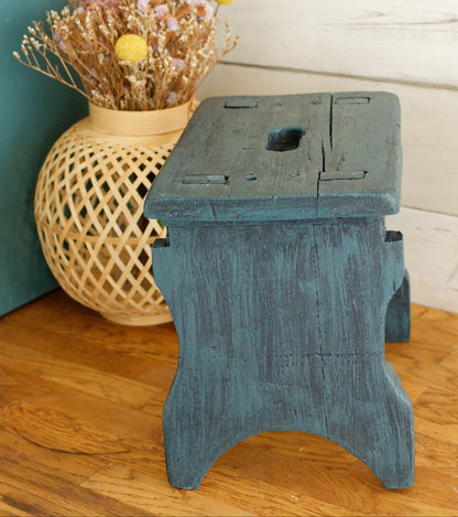 French Vintage Small Wooden Stool Bench Wooden Footstool Stool Decorative Farmhouse Stool Refurbished