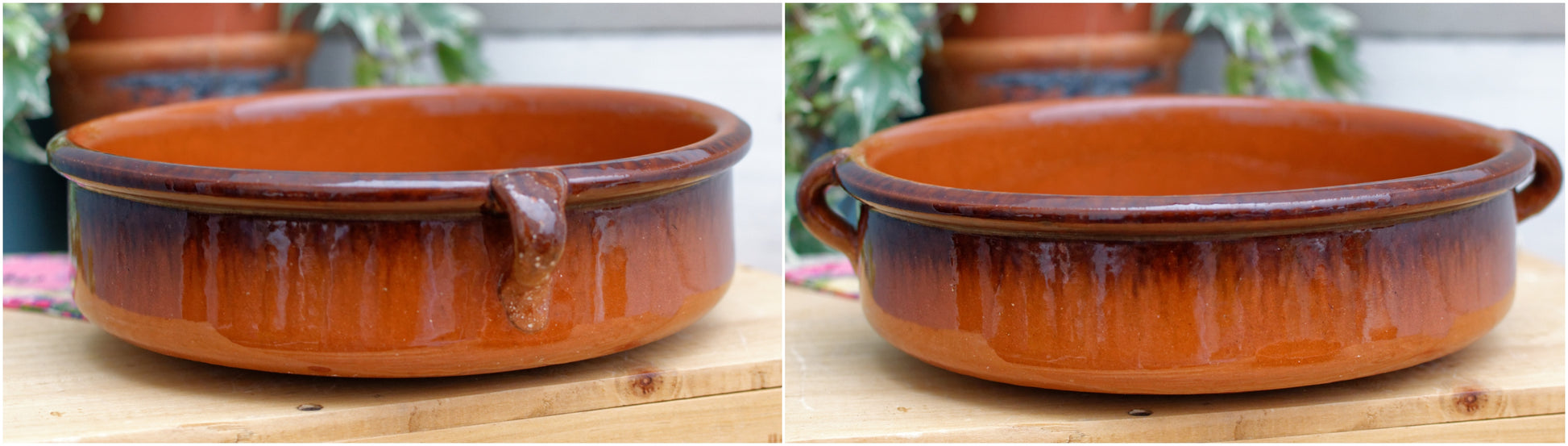 French Vintage Glazed Ceramic Stoneware Casserole Dishes Gratin Pots Terre Cuite