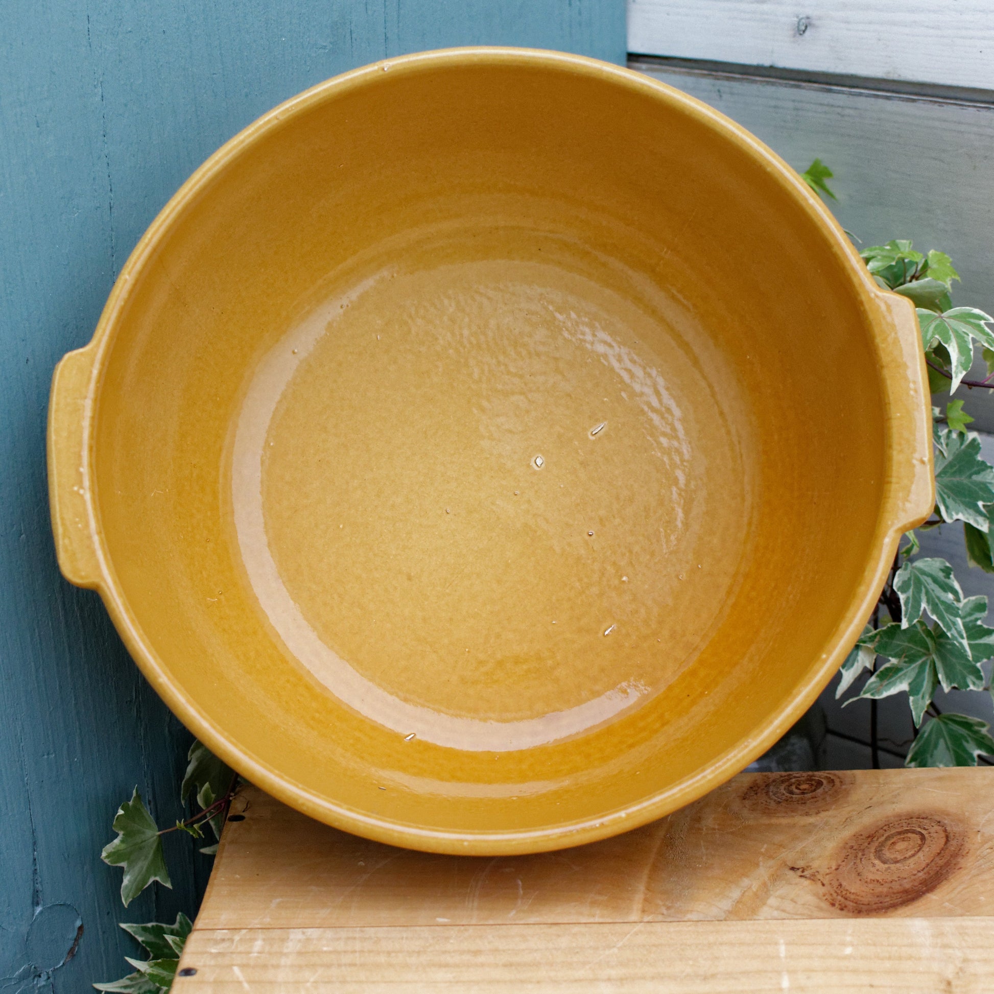 French Vintage Stoneware Glazed Sandstone Mixing Bowl