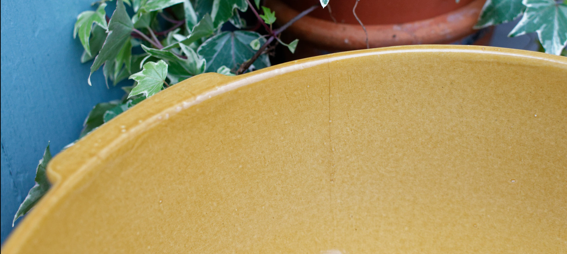 French Vintage Stoneware Glazed Sandstone Mixing Bowl
