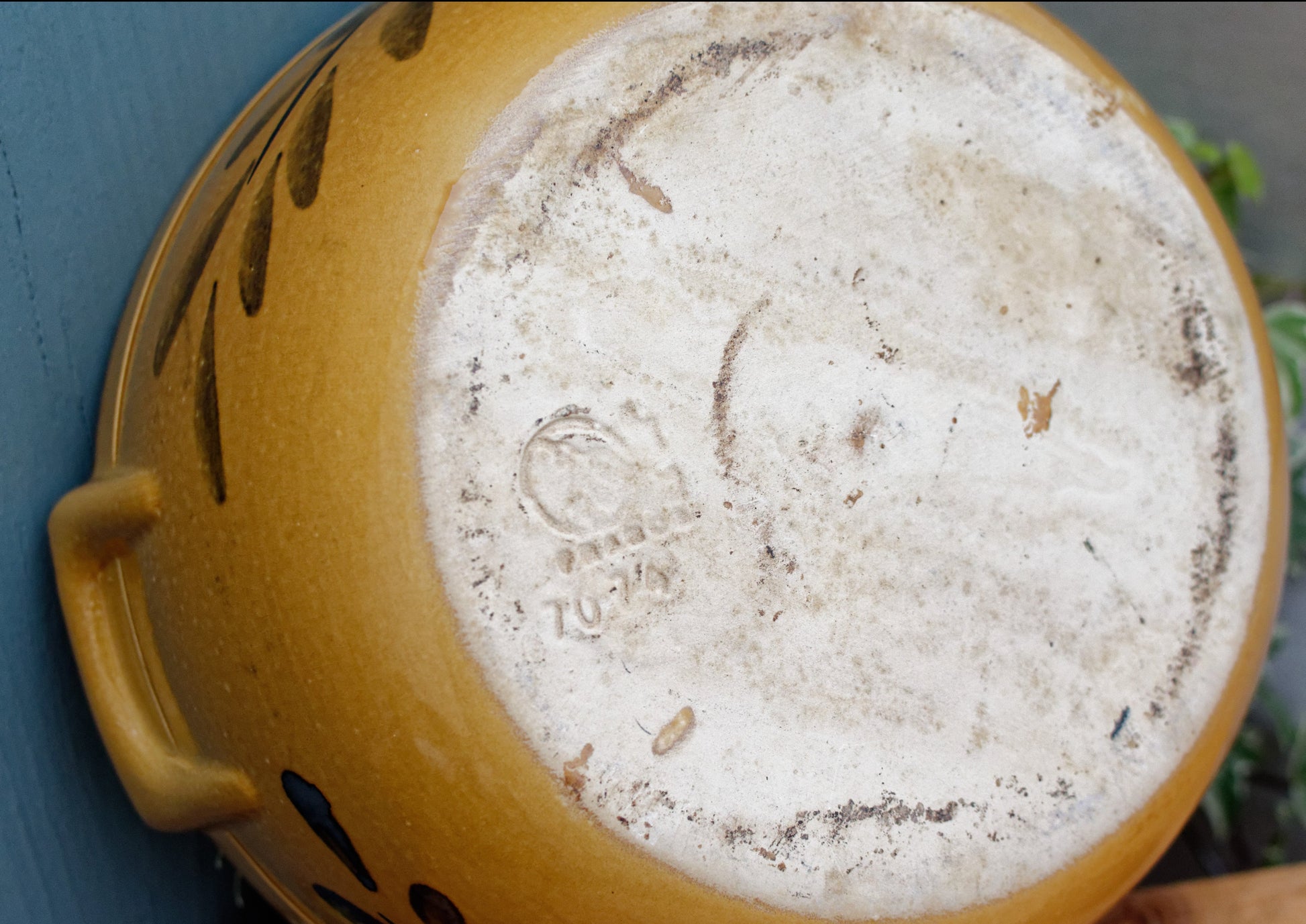 French Vintage Stoneware Glazed Sandstone Mixing Bowl