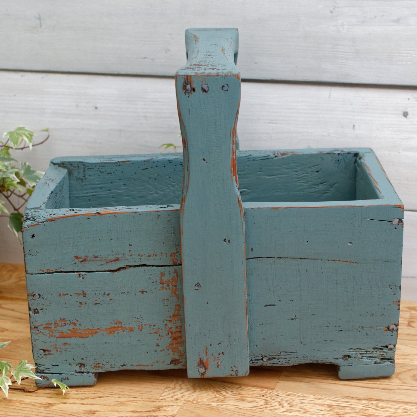 French Vintage Wooden Storage box carrier French Farmhouse Restored