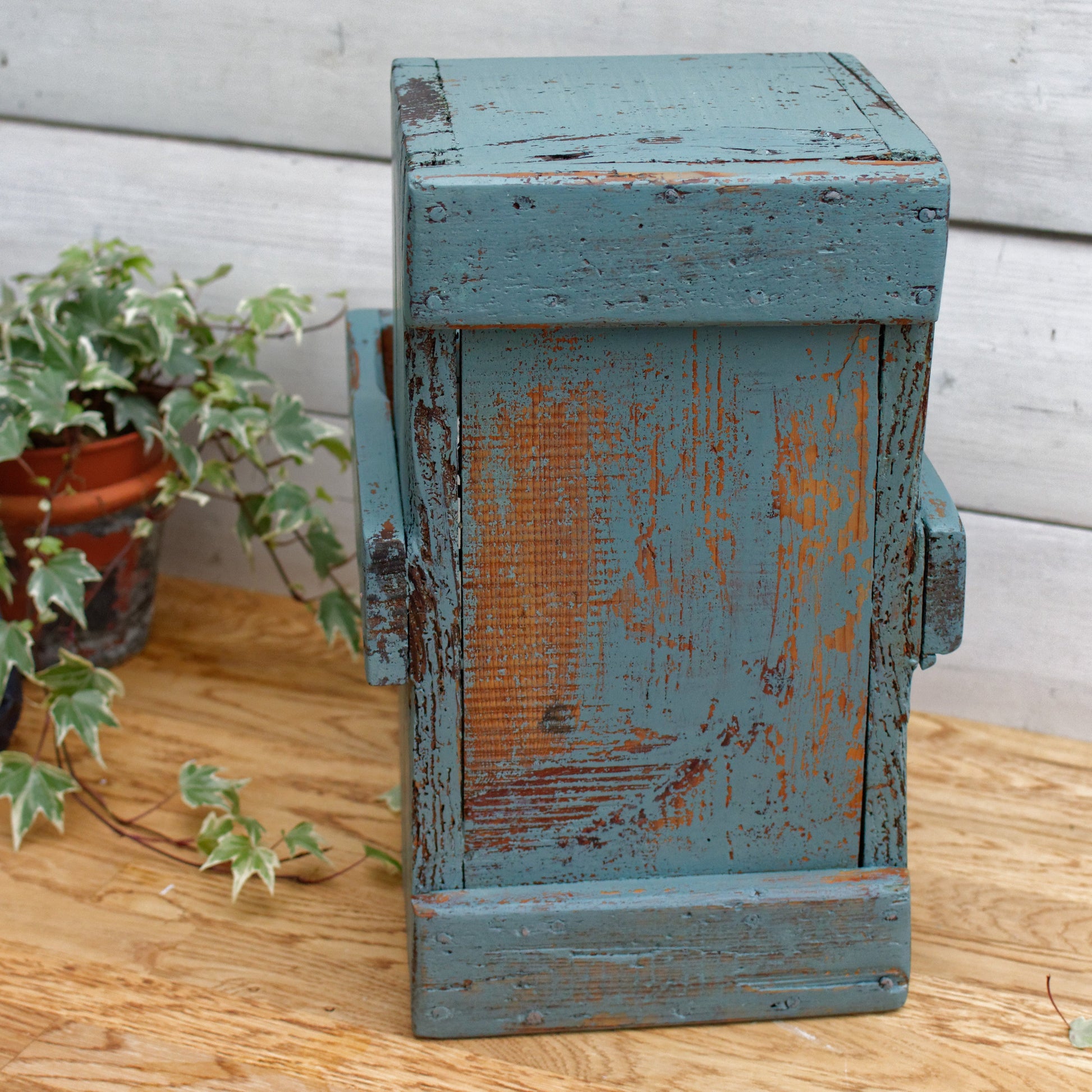French Vintage Wooden Storage box carrier French Farmhouse Restored