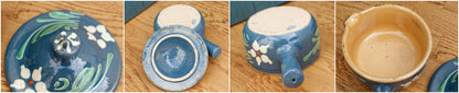French Vintage Blue & Green Glazed Stoneware Covered Pot "POELON" Marmite ALSACE Terre de SOUFFLENHEIM IG FRIEDMANN Glazed Enameled Terre Cuites Vernissee