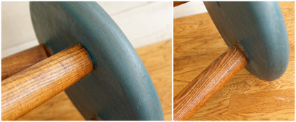 French Vintage Round Wooden Stool Solid Wood Three Legged Farm Milk Stool Refurbished