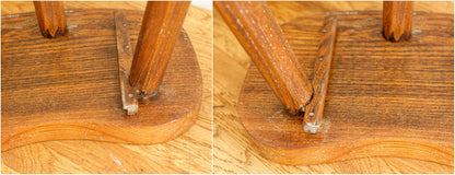 French Vintage Handmade 3 Legged Wooden Stool with Small Storage Drawer Decorative Tripod Farmhouse Milk Stool Refurbished