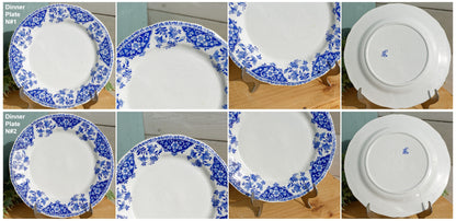 1900s GIEN French Antique Ironstone Blue Transferware Plate Terre de Fer Faience