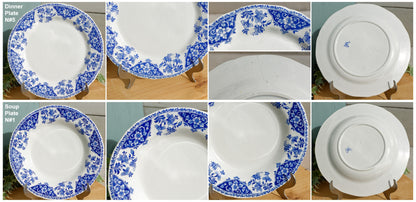 1900s GIEN French Antique Ironstone Blue Transferware Plate Terre de Fer Faience