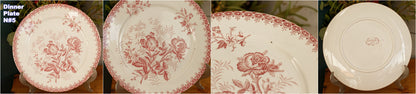 1890s ~ "GIROFLEE" Boch Freres (BF) ~ Belgian Antique Ironstone Red Transferware Dinner Plate ~ Terre de Fer en Faience